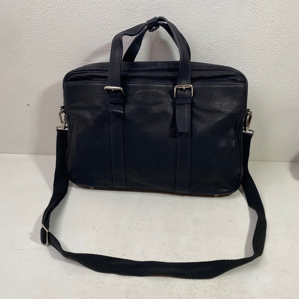 Cole Haan Black Leather Briefcase Laptop Bag Made in Italy Business Casual